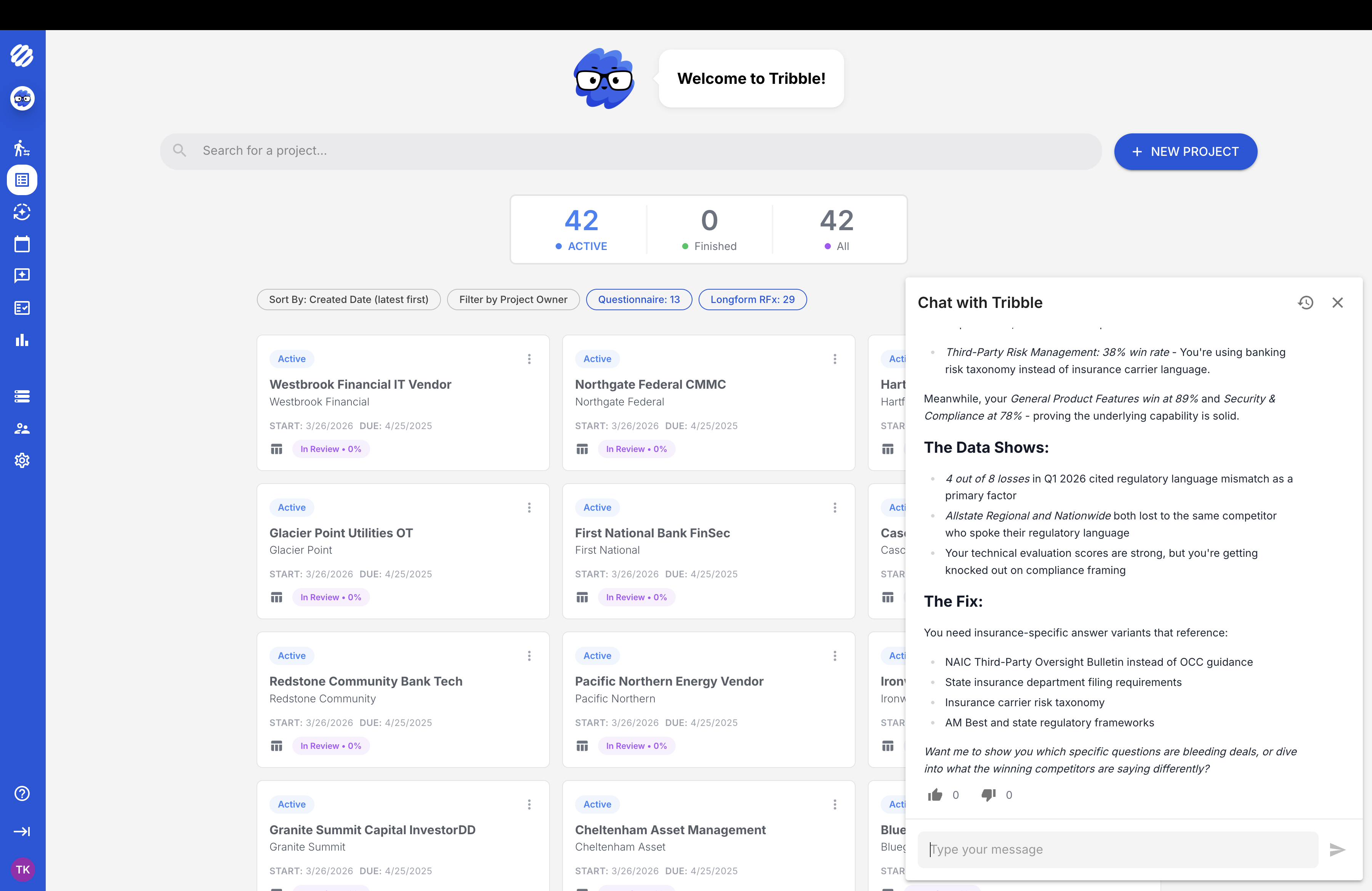 Tribble Chat - actionable recommendations